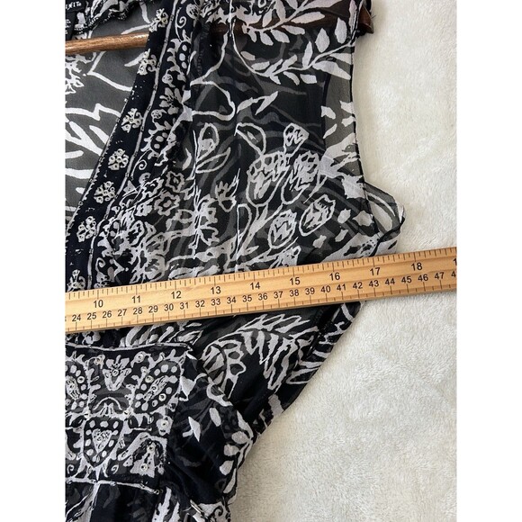 VTG Mixit Dress Sze 10 Sheer Silk Beaded Flowy Ethereal Romantic Y2k Black White - Picture 11 of 13